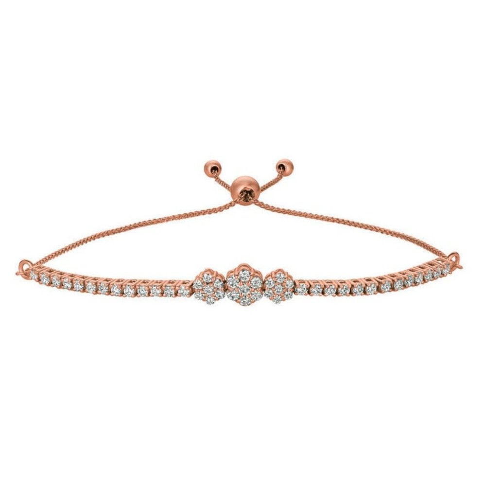 1.00 Carat Diamond Bolo 3 Flower Bracelet